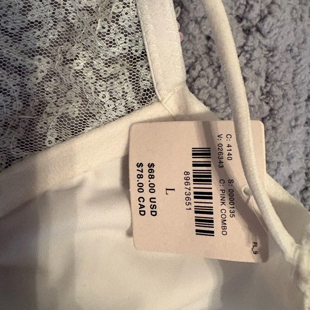 Anthropologie Sequin Lace Bralette - White L
